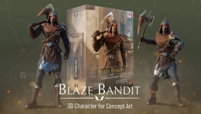 战士人物角色模型 Blaze Bandit 3D Character for Concept Art