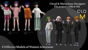 8+卡通运动女士衣服套装 8 Models of Women cartoon Activewear Vol 5