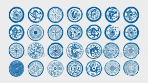 中国传统古典纹样：汉代瓦当图案与装饰花纹AI矢量素材