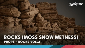 【UE】岩石合集第二卷 - 雪地、湿润、苔藓（纳米级+低多边形）  Rocks VOL.2 - Snow, Wetness, Moss (Nanite+Low Poly)