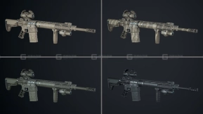 4个版本的游戏优化AR-10-7.62步枪模型