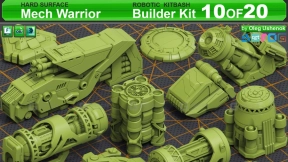 科幻硬表面巨型拼接包 - 含320个细节部件 - Mega Pack Sci-Fi Hard Surface KITBASH 320 DETAILS