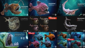 【UE】海洋怪物鱼群包vol.2水下生物低多边形鱼类11 Ocean Monster Fish Pack - Part 2 - Underwater Creatures - Fish low poly - #11