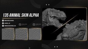 动物皮肤深度贴图素材 Artstation – 135 Animal Skin Alpha