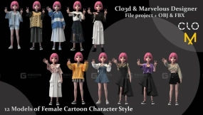 12+卡通女性角色服装连衣裙短裙长裙休闲服装