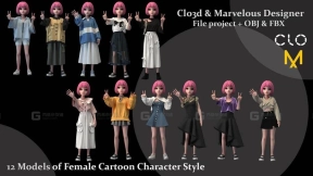 12+卡通女性角色服装连衣裙短裙长裙休闲服装