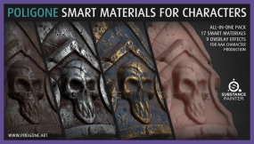 Substance Painter 3A角色专用27款智能材质：含磨损金属-面料-织物-皮革-皮肤（SPSM格式）