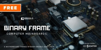 电脑主板模型 Free Binary Frame Computer Mainboards - Abstract Motherboard Kitbash Greeble Assets