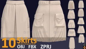 10件裙子短裙长裙 10 basic women Skirt 3d models