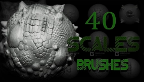 40+动物皮肤鳞片皮肤笔刷 Zbrush + Blender - 40 Scales and Skins Brushes