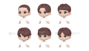 Q版卡通男生短发发型模型 Colin Modular Hair