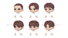 Q版卡通男生短发发型模型 Colin Modular Hair