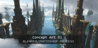 PS失落亚特兰蒂斯三辅二场景制作教程 Lost Atlantide 3D 2D process