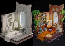 【MAYA 卡通场景】Q版游戏室内场景制作；原来简单模型也有快速做法，新手必学的案例！！
