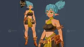 动漫精灵冒险者幻想女孩-绑定版-Anime Elf Adventurer Fantasy Girl-Rigged