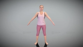 粉色健身服女性A姿势407 Woman in pink fitness suit in A-pose 407