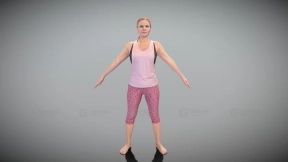 粉色健身服女性A姿势407 Woman in pink fitness suit in A-pose 407