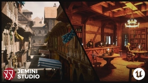 【UE】中世纪模块化城镇（含室内场景）  Medieval Modular Town (With Interiors)