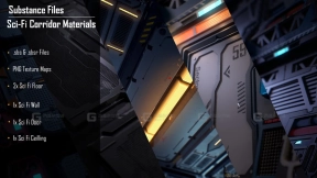 科幻墙板硬表面材质球 Sci-Fi Corridor Scene Materials