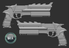 【Maya 案例】硬表面原来这么简单？！MAYA制作次时代科幻枪械；零基础也可以学会的案例！！