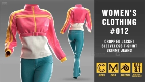 女孩运动服牛仔裤休闲风格套装服装blender