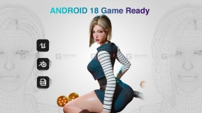 【UE】龙珠18号游戏女性角色  Android 18 DBZ – Game Ready 3D model – UE4- low-poly 3d model