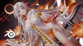 杜尔迦卡通少女人物角色 Durga (blend file)