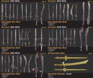 50+低多边形游戏刀剑武器3D模型 50 Sword Base Mesh