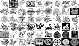 魏晋南北朝古典传统图案纹样装饰拓片矢量设计素材