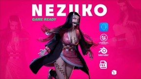 【UE】Nezuko-Kamado游戏就绪低多边形女性角色模型