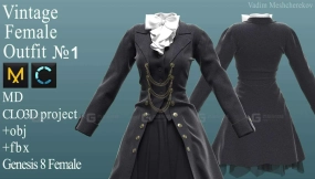 复古女士西装外套连衣裙礼服衬衫 Vintage Female Outfit NO1