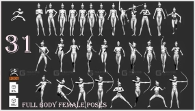 31种女性全身姿态（ZTL+OBJ+STL格式） - 31 Female full body poses ZTL+OBJ+STL