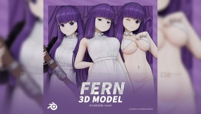 卡通可爱少女角色模型 Fern Model (T pose + Outfit Variations)