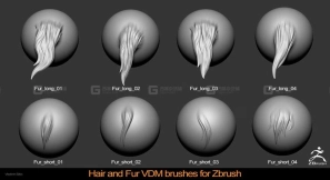 22个野兽怪物生物粗糙毛发毛皮笔刷 Hair and Fur VDM Brushes
