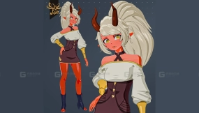 动漫恶魔、风格化地狱少女（已绑定）-Anime Demon, Stylized Hell Girl - Rigged