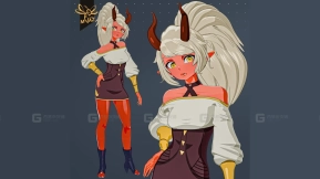 动漫恶魔、风格化地狱少女（已绑定）-Anime Demon, Stylized Hell Girl - Rigged