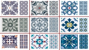 欧式复古瓷砖装饰花纹图案矢量素材