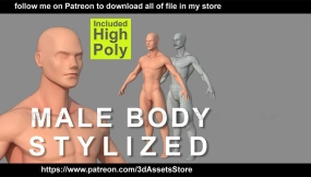 风格化卡通男性基础模型 Male Stylized Body Base