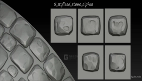 风格化岩石砖块Alpha笔刷 5 Stylized stone alphas