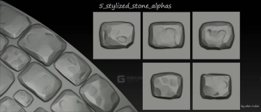 风格化岩石砖块Alpha笔刷 5 Stylized stone alphas