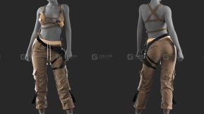 女特工工装裤服装模型+教程