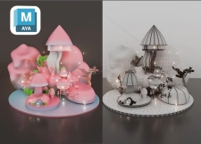 【Maya 案例】Maya制作游戏场景建模—粉色小屋；从布线卡线到颜色绘制全流程制作；新手必学案例！！
