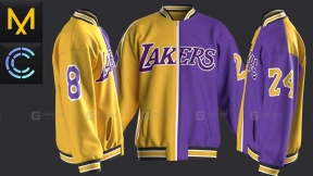 湖人队篮球外套飞行夹克模型 New concern Marvelous Clo3D Bomber Lakers