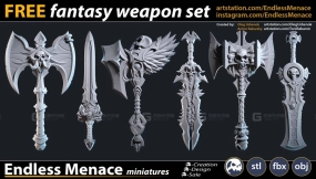 剑斧头武器模型 FREE Fantasy Weapon Set