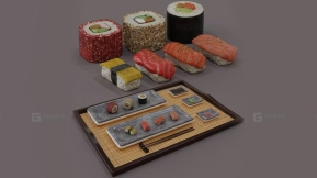 带一套寿司的托盘 - Tray With A Set Of Sushi