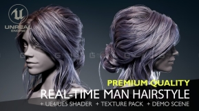 【UE】实时女性头发发型模型贴图场景  Real-Time Bun Hairstyle