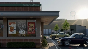 场景- 阳光温暖的披萨餐厅  Scene- Pizza Restaurant With Warm Sun