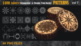1400种日本装饰平铺无缝装饰边框图案 1400 Japanese Ornamental & Tileable Trim Border Patterns vol7