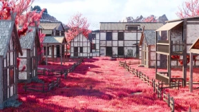 Blender花海小镇场景模型 Blender Flower Town Scene Model