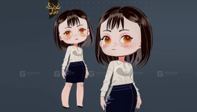 非真实感渲染办公室女性角色——Eevee与Cycles-Npr Office Lady Character-Eevee & Cycles